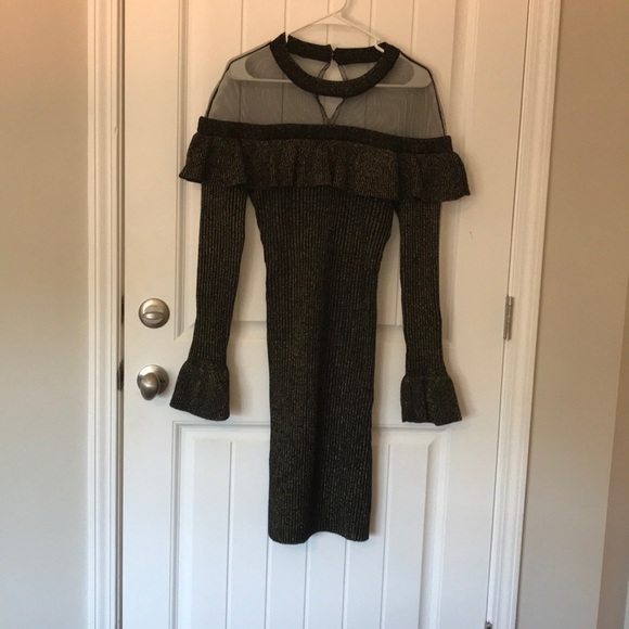 High neck black and gold semi-formal dress - Picture 1 of 2